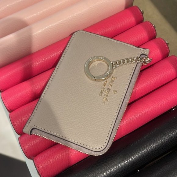 Kate Spade Darcy Medium L-Zip Card Holder Warm Taupe - Picture 14 of 15